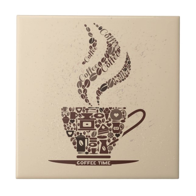 Coffee Cup Art for your Kitchen Tile (Front)