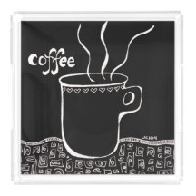 Coffee Cup Art in Black and White