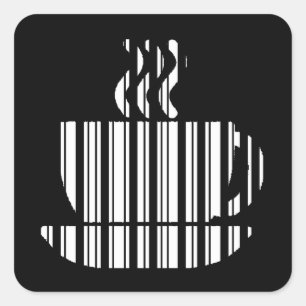 COFFEE CUP BAR CODE Mug Barcode Pattern Design Square Sticker