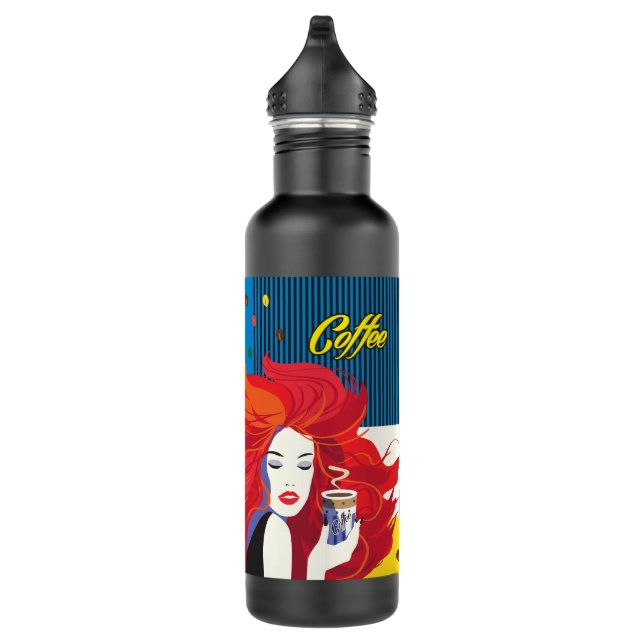 Coffee Cup Beautiful Fashion Woman POP-ART Trendy 710 Ml Water Bottle (Right)