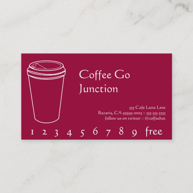 Coffee Cup Beverage Loyalty Punch Card (Front)