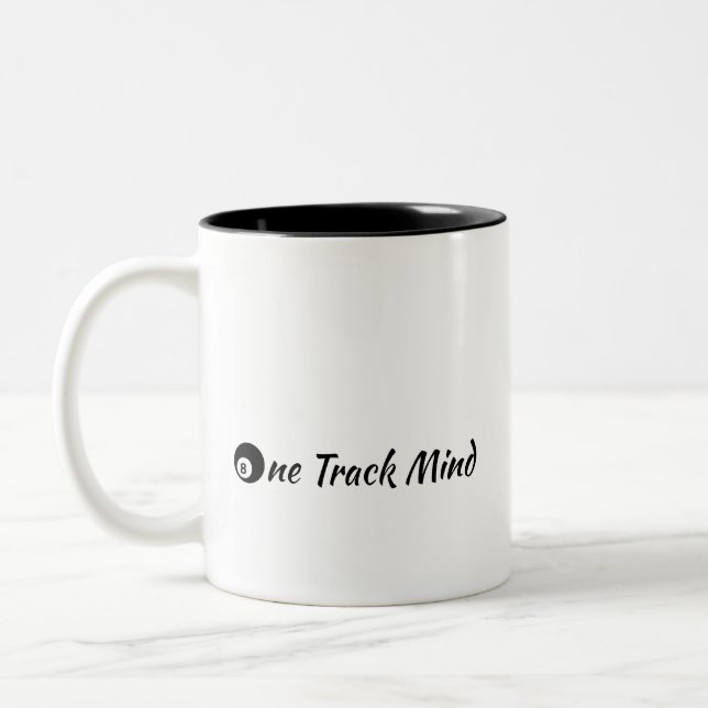 Coffee Cup: Billiards - One Track Mind Two-Tone Coffee Mug (Left)