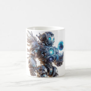 Coffee cup, breakfast with futuristic robot print mug