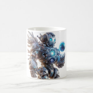 Coffee cup, breakfast with futuristic robot print mug