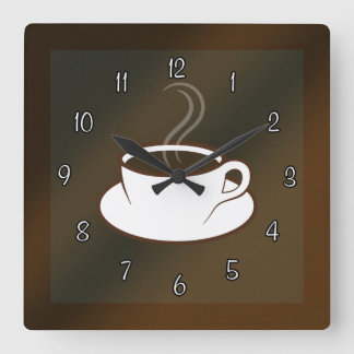 Coffee Cup Cafe Coffee Shop Square Wall Clock