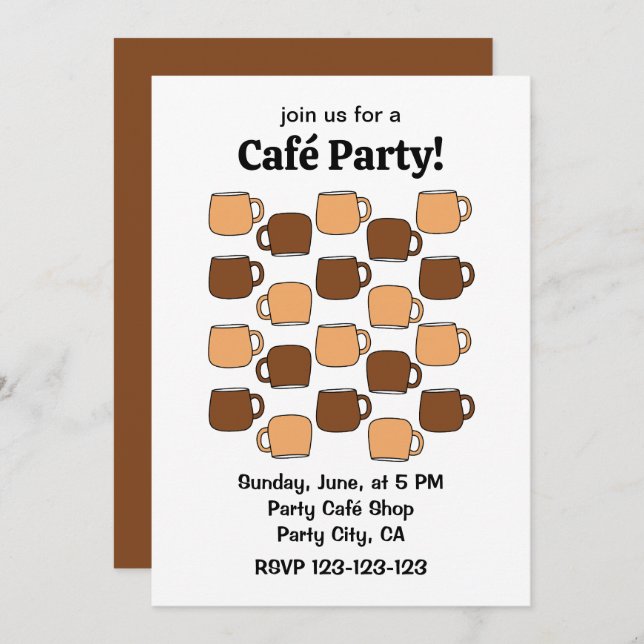 Coffee Cup Café Party Invitation (Front/Back)