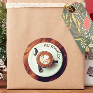 Coffee cup cappuccino brown white latte classic round sticker