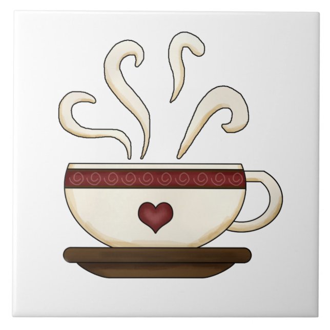 Coffee Cup Ceramic Cute Kitchen Tile (Front)
