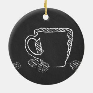COFFEE CUP CHALK CERAMIC TREE DECORATION
