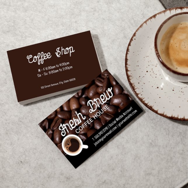 Coffee Cup | Coffee Beans Background Business Card (Creator Uploaded)