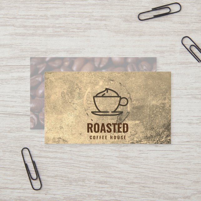 Coffee Cup | Coffee Beans Business Card (Front/Back In Situ)