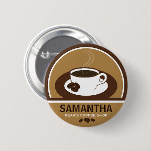 Coffee Cup Coffee Shop Cafe Staff ID Name Tags 6 Cm Round Badge