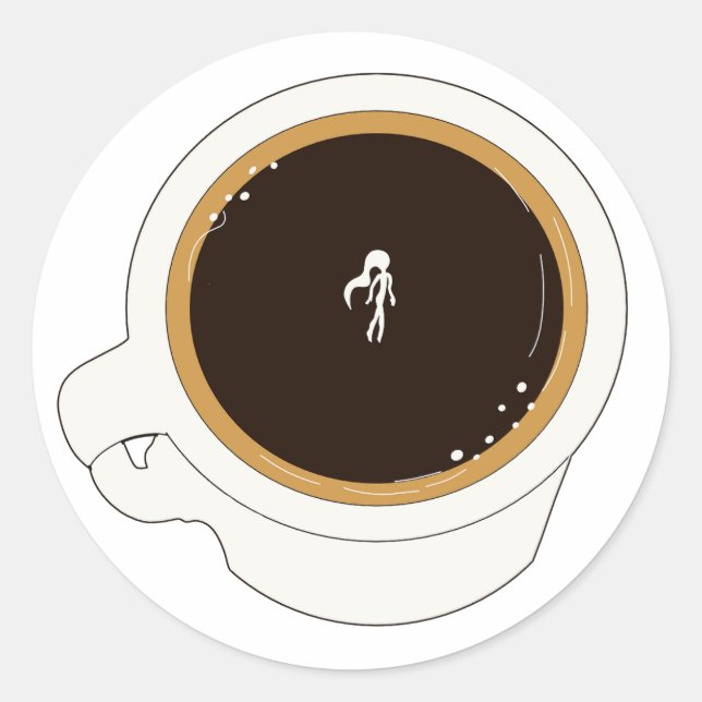 Coffee Cup Diver Classic Round Sticker (Front)
