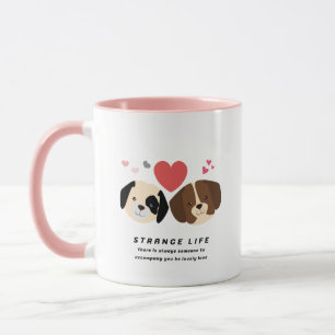 Coffee Cup Dog Couple Cute Pink Tone