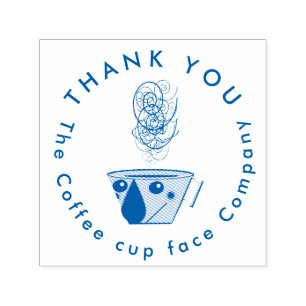 coffee cup face logo design  self-inking stamp
