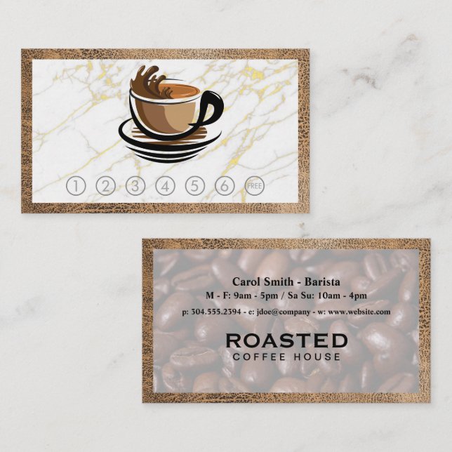 Coffee Cup | Gold Marble | Punch Card (Front/Back)