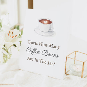 Coffee Cup Guess How Many In Jar Baby Shower Game Pedestal Sign
