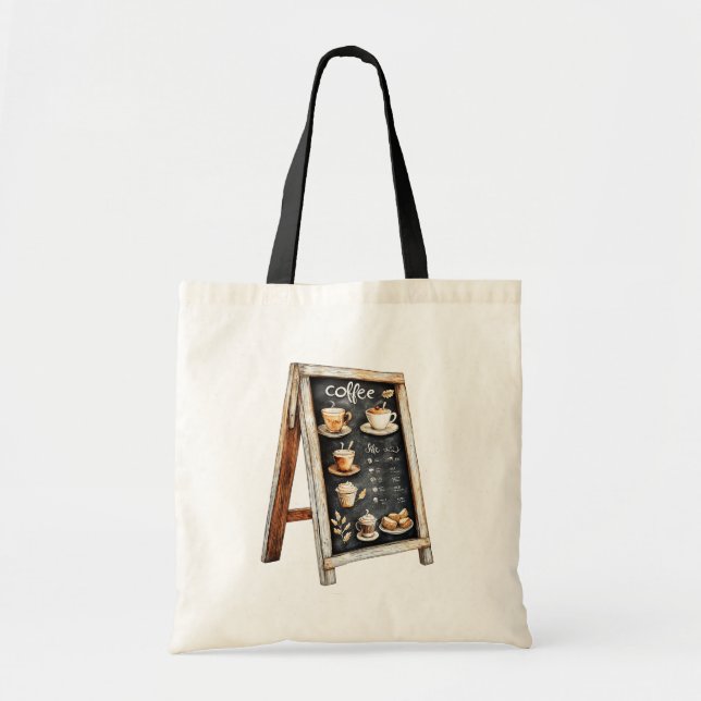 Coffee Cup Heart Menu Tote Bag (Front)
