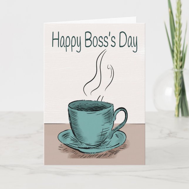 Coffee Cup Illustration for Boss’s Day Card (Front)