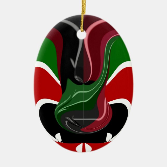 Coffee cup Kenya Flag Hakuna Matata Ceramic Tree Decoration (Front)