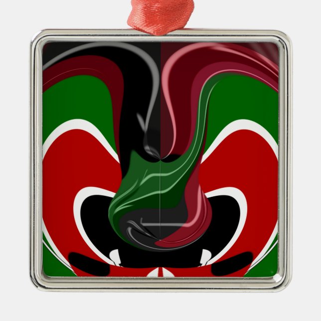 Coffee cup Kenya Flag Hakuna Matata Metal Tree Decoration (Front)