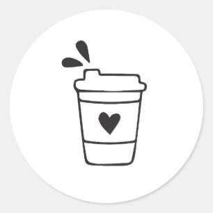 Coffee Cup Line Art Classic Round Sticker