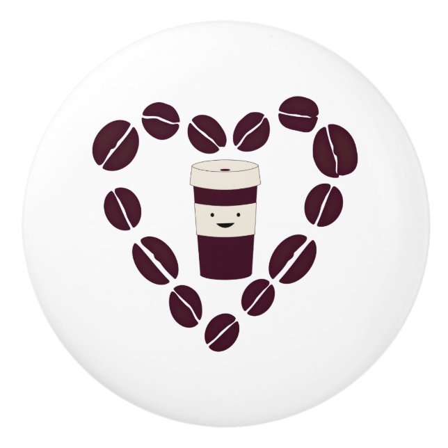 Coffee Cup Love Ceramic Knob (Front)