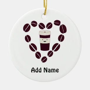 Coffee Cup Love Ceramic Tree Decoration
