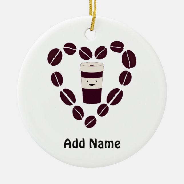 Coffee Cup Love Ceramic Tree Decoration (Front)
