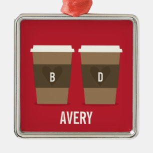 Coffee Cup Love Metal Tree Decoration