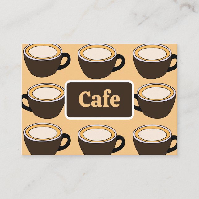 Coffee Cup Pattern Cafe Business Card (Front)