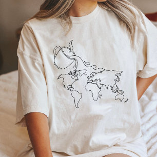 Coffee Cup Pouring Over World Map Art Tri-Blend Shirt