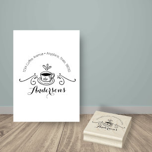 Coffee Cup Return Address Rubber Stamp