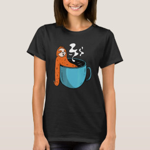 Coffee Cup Sloth Cute Lazy Animal Caffeine T-Shirt