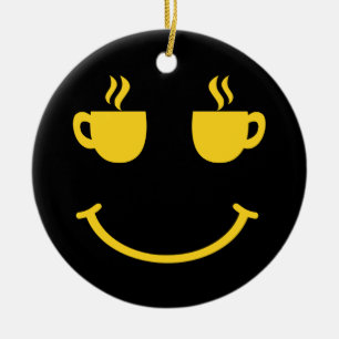 Coffee Cup Smile Ceramic Tree Decoration