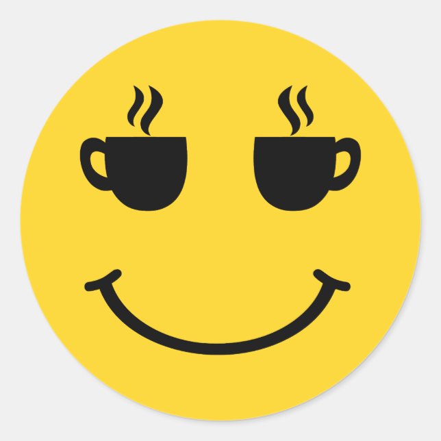 Coffee Cup Smile Classic Round Sticker (Front)