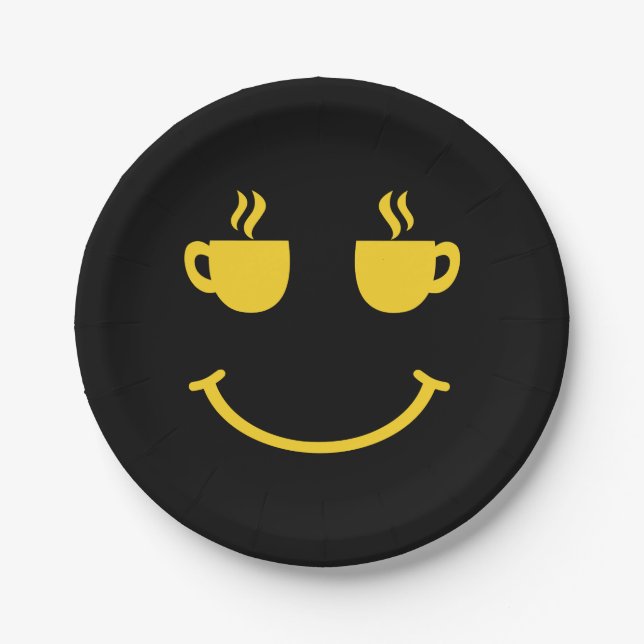 Coffee Cup Smile Paper Plate (Front)