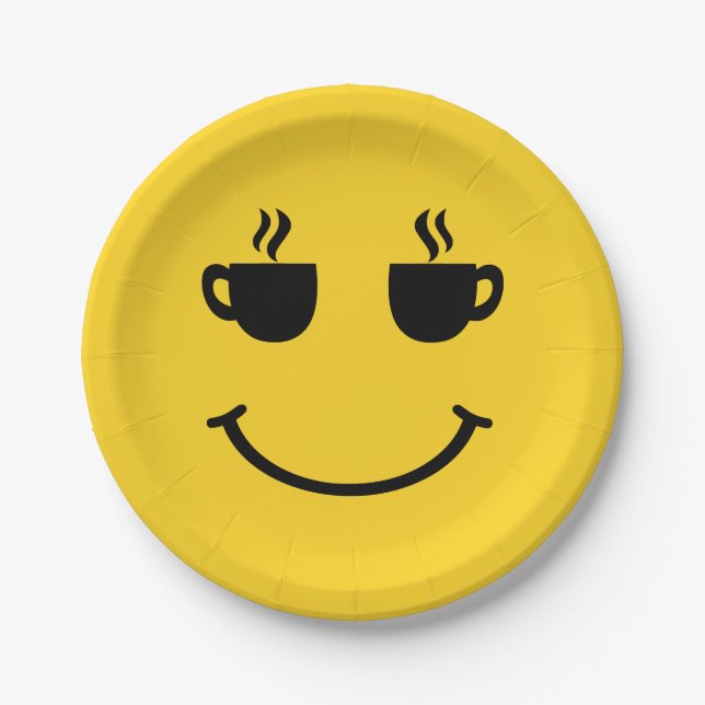 Coffee Cup Smile Paper Plate (Front)