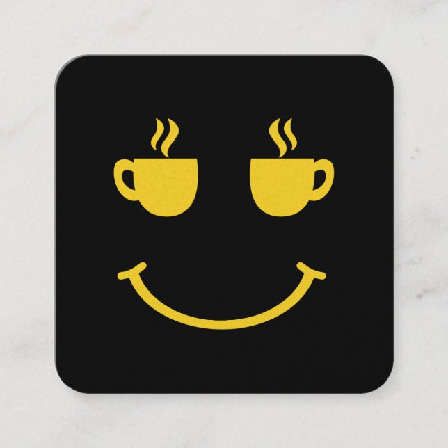 Coffee Cup Smile Square Business Card (Front)
