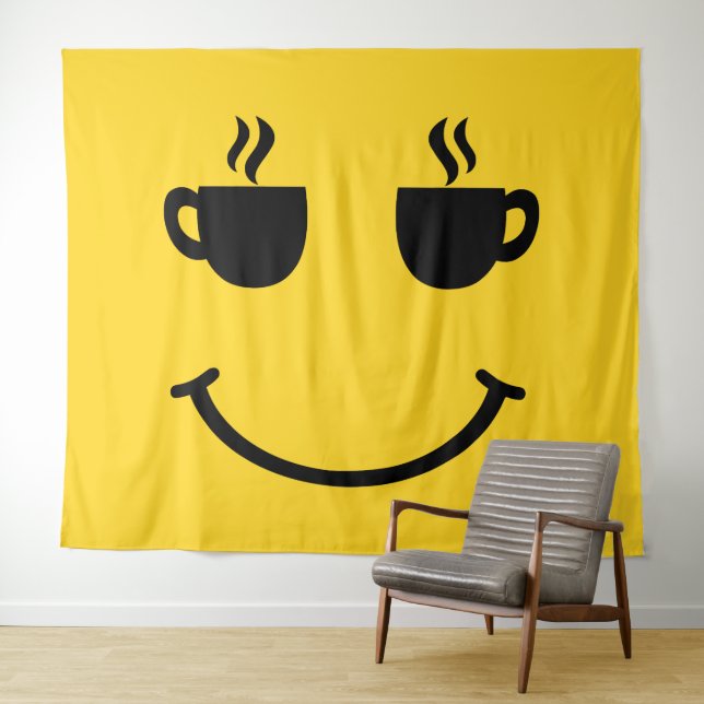 Coffee Cup Smile Tapestry (In Situ (Horizontal))