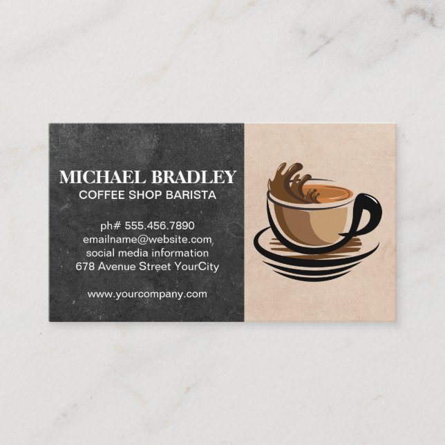 Coffee Cup Splash Logo Business Card (Front)