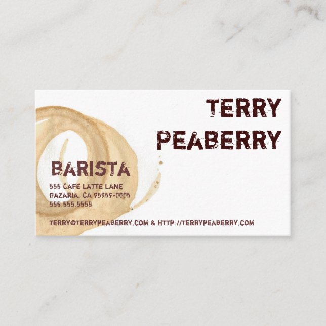 Coffee Cup Stain Shortcut Business Card (Front)