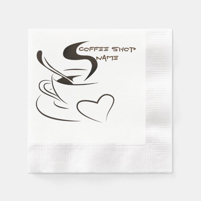 Coffee cup steaming barista design napkin (Front)
