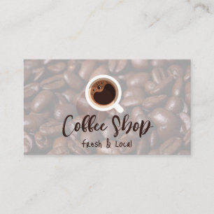 Coffee Cup Top View Coffee Beans Business Card
