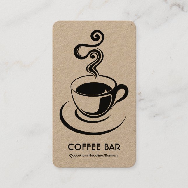 Coffee Cup Vertical - Black on White (Gold) Business Card (Front)
