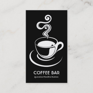Coffee Cup Vertical - White on Black (Gold) Business Card