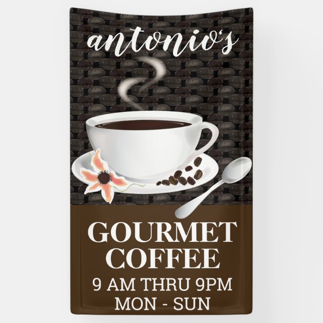 Coffee Cup with Coffee Beans Banner (Vertical)