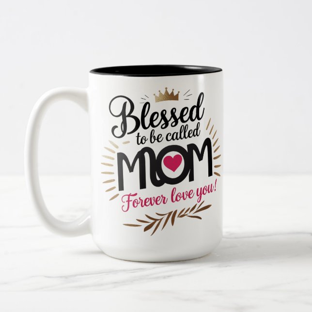 Coffee Cup with Crown Forever Love You Gift for mo (Left)