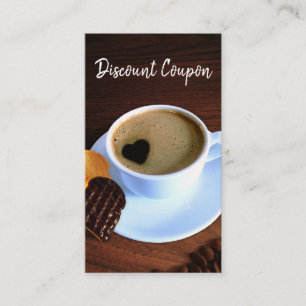 Coffee Cup with Heart Shaped Foam Discount Card