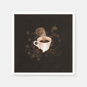 Coffee Cup with Swishes and Beans Napkin
